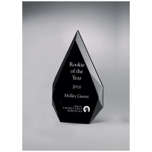 Flame Series Clear Freestanding Acrylic with Black Silkscreened Back