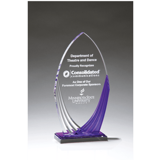 Tidal Series Acrylic with Printed Violet Accent and Violet Mirror-Topped Base