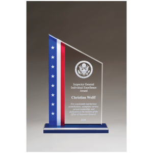 Zenith Series Acrylic with American Flag Design, Blue Mirror Top Blue Base