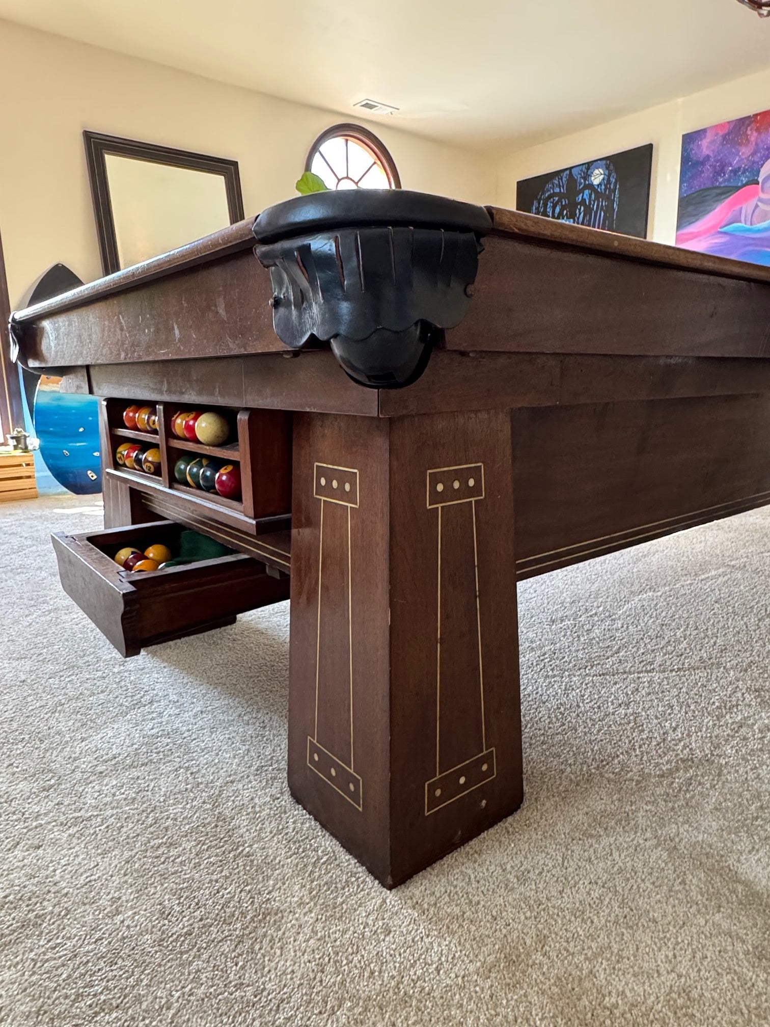 9' Antique Pool Table - view 3