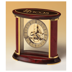 Skeleton Clock w/Sub-Second Dial, Brass Finish Movement, Rosewood Piano Accents, Plate