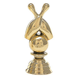 Ball And Crossed Pins Bowling Figure, Gold - 3"