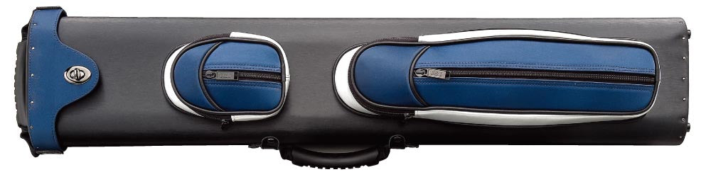 4 x 6 Blue, Black, & White Cue Case with Lift Clasp with 1 strap & 2 handles