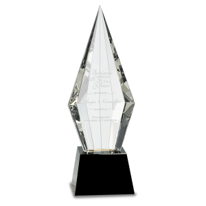 Obelisk Facet Crystal on Black Pedestal Base