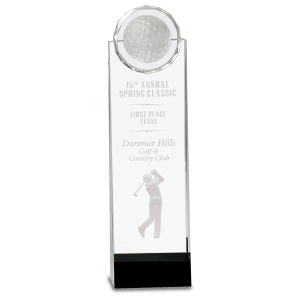 Clear/Black Crystal Standup with 3D Golfer
