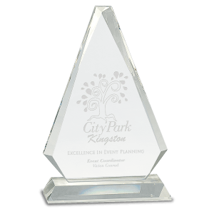 Clear Crystal Triangle on Clear Pedestal Base