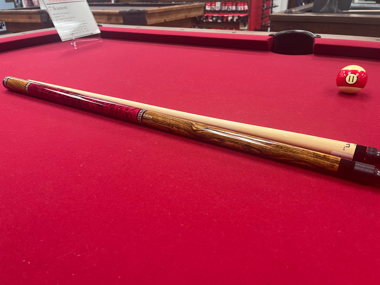Jacoby Bocote with Raspberry Stained Birdseye Maple and Unique Inlay Cue Stick - 18.6oz - view 2