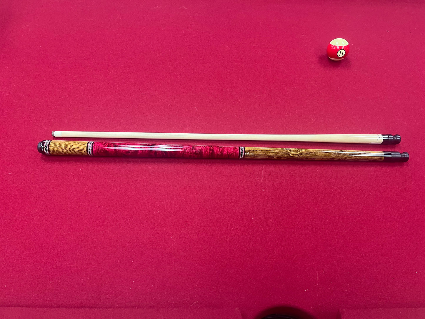 Jacoby Bocote with Raspberry Stained Birdseye Maple and Unique Inlay Cue Stick - 18.6oz - view 4