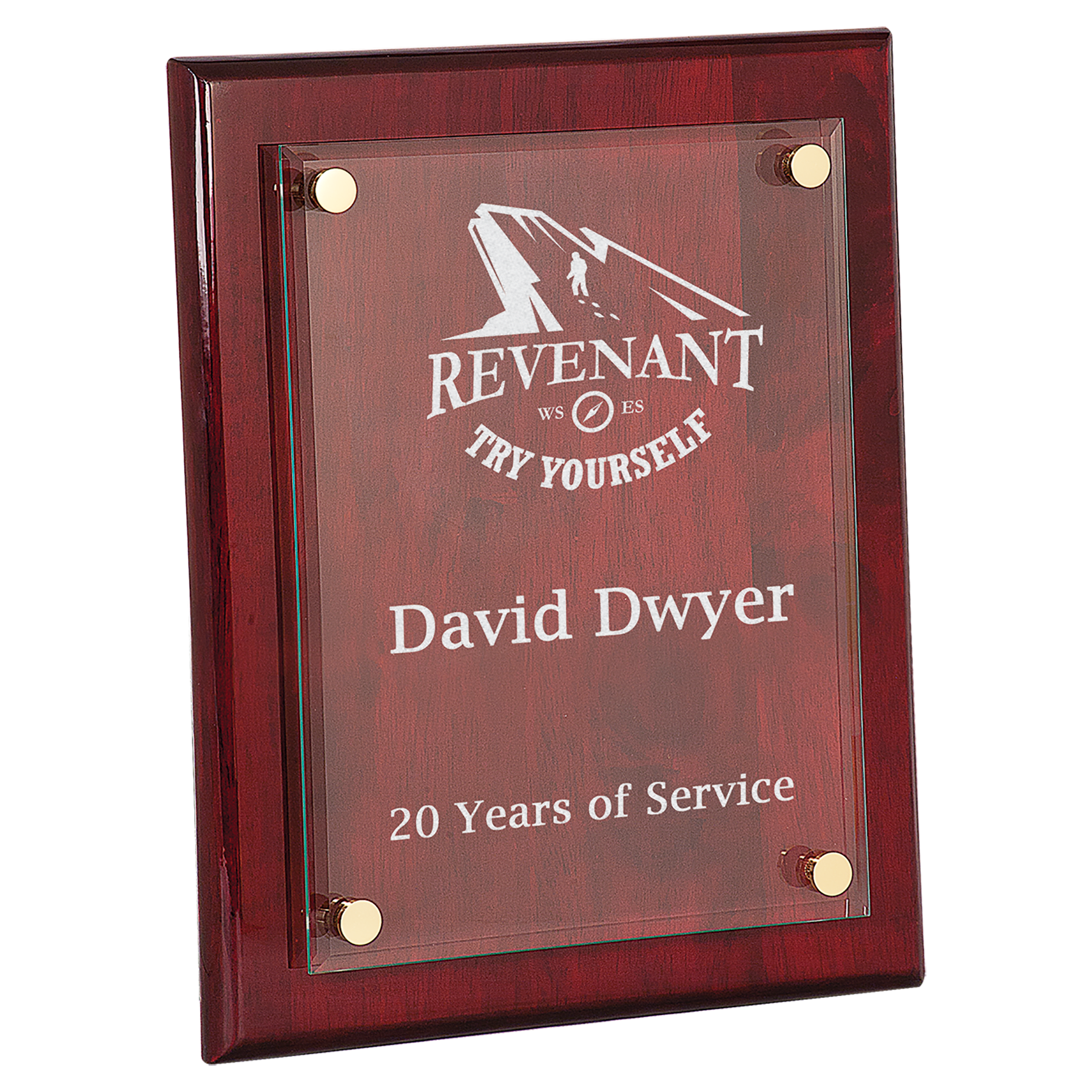 Rosewood Piano Finish Floating Glass Plaque