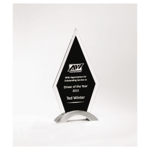 Beveled Clear Glass with Black Silkscreen and Silver Aluminum Accent Base