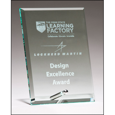Clear Glass Award with Silver Plated Post