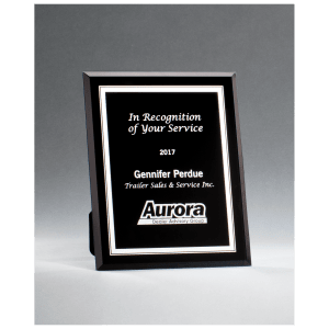 Black Glass Plaque with Border and Easel Back