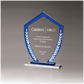 Shield Shaped Glass Award with Border and White Laurel Leaves