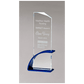 Thick Contemporary Clear Glass Award, Arched Base with Matte Metallic Finish