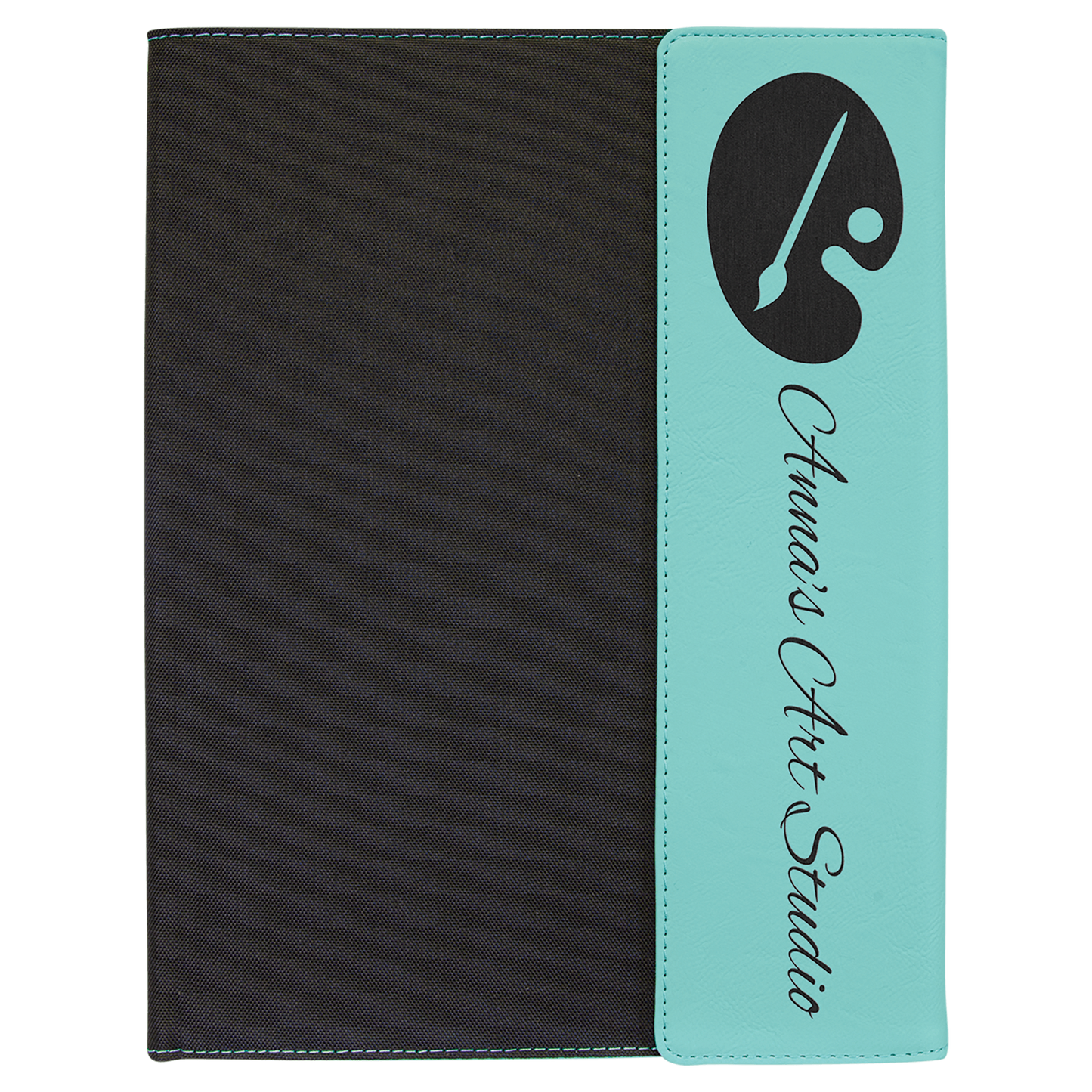 9 1/2"x12" Leatherette Black Canvas Portfolio w/Notepad - view 4