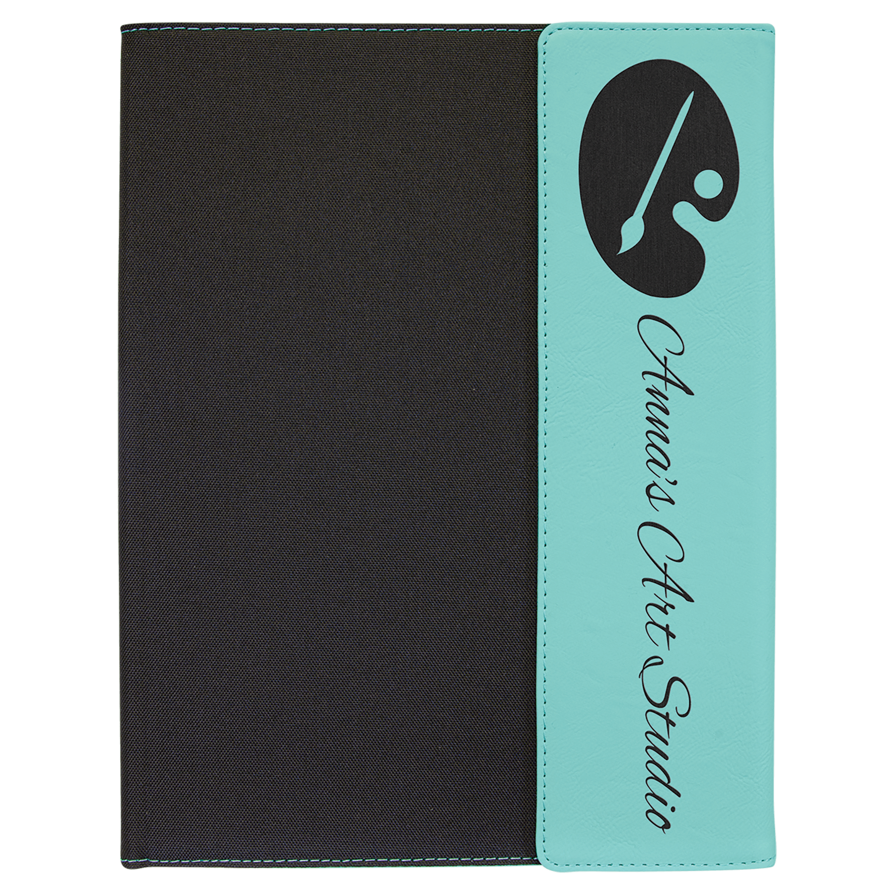 9 1/2"x12" Leatherette Black Canvas Portfolio w/Notepad - view 4