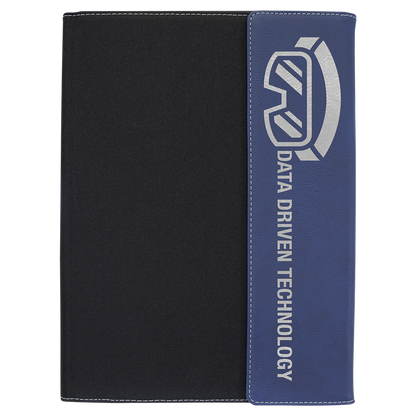9 1/2"x12" Leatherette Black Canvas Portfolio w/Notepad