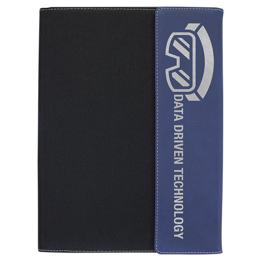 9 1/2"x12" Leatherette Black Canvas Portfolio w/Notepad
