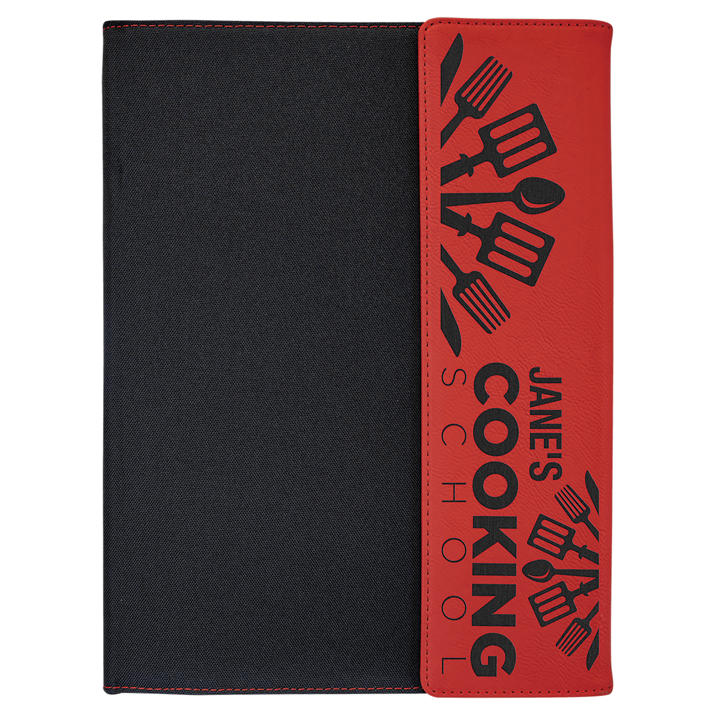 9 1/2"x12" Leatherette Black Canvas Portfolio w/Notepad - view 6