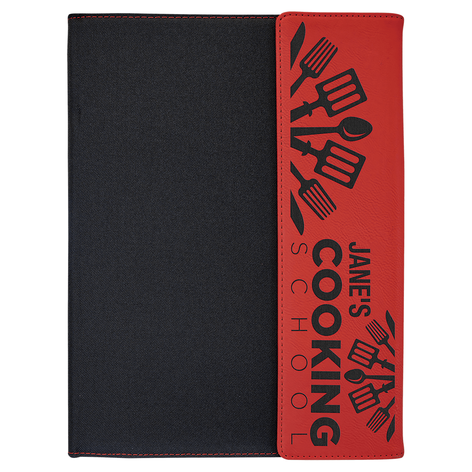 9 1/2"x12" Leatherette Black Canvas Portfolio w/Notepad - view 6