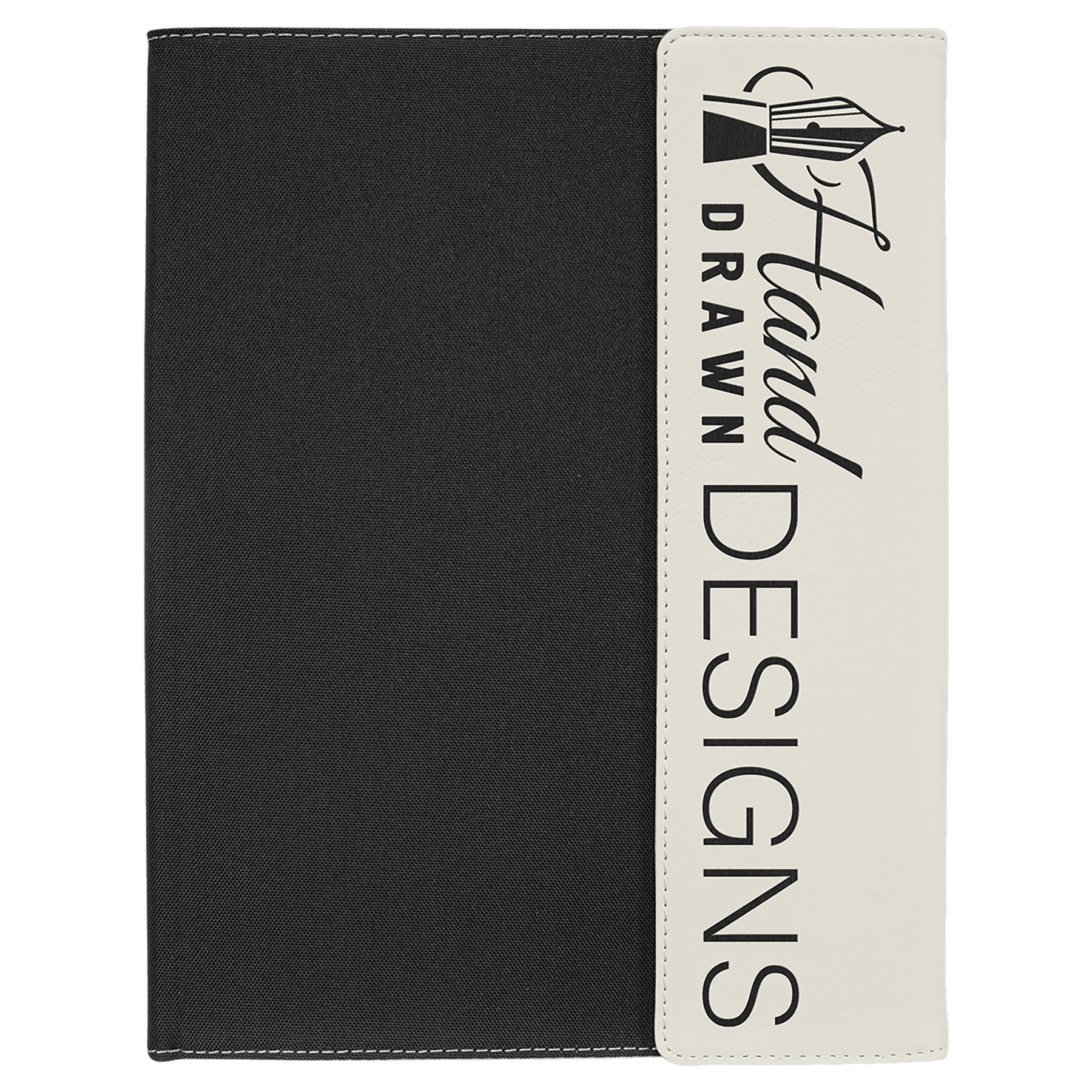 9 1/2"x12" Leatherette Black Canvas Portfolio w/Notepad - view 3