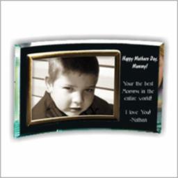 Horizontal Glass Crescent Award with Photo Holder