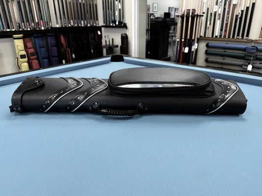 4x6 Riveted Black Cue Case with Silver Accents