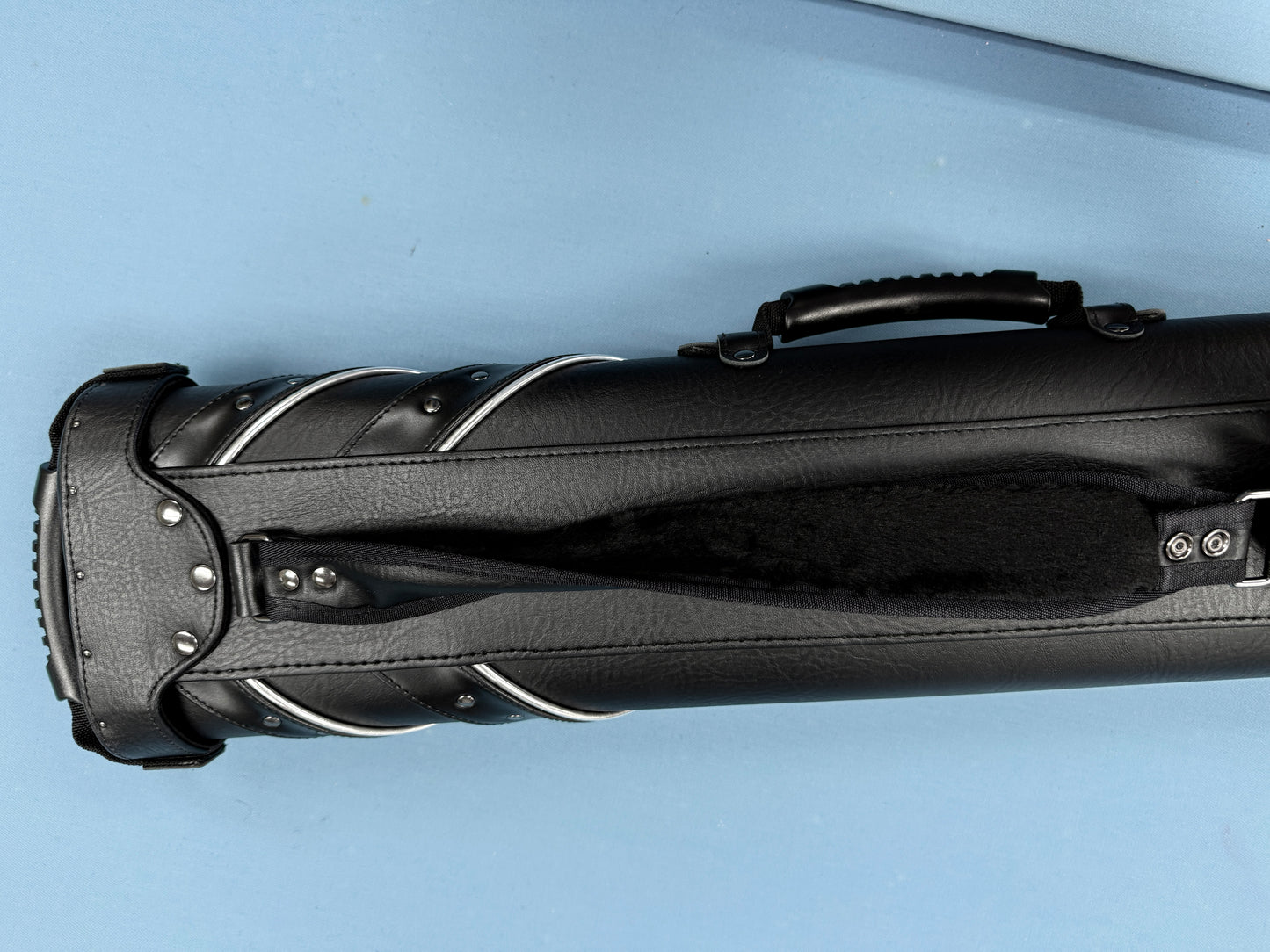 4x6 Riveted Black Cue Case with Silver Accents
