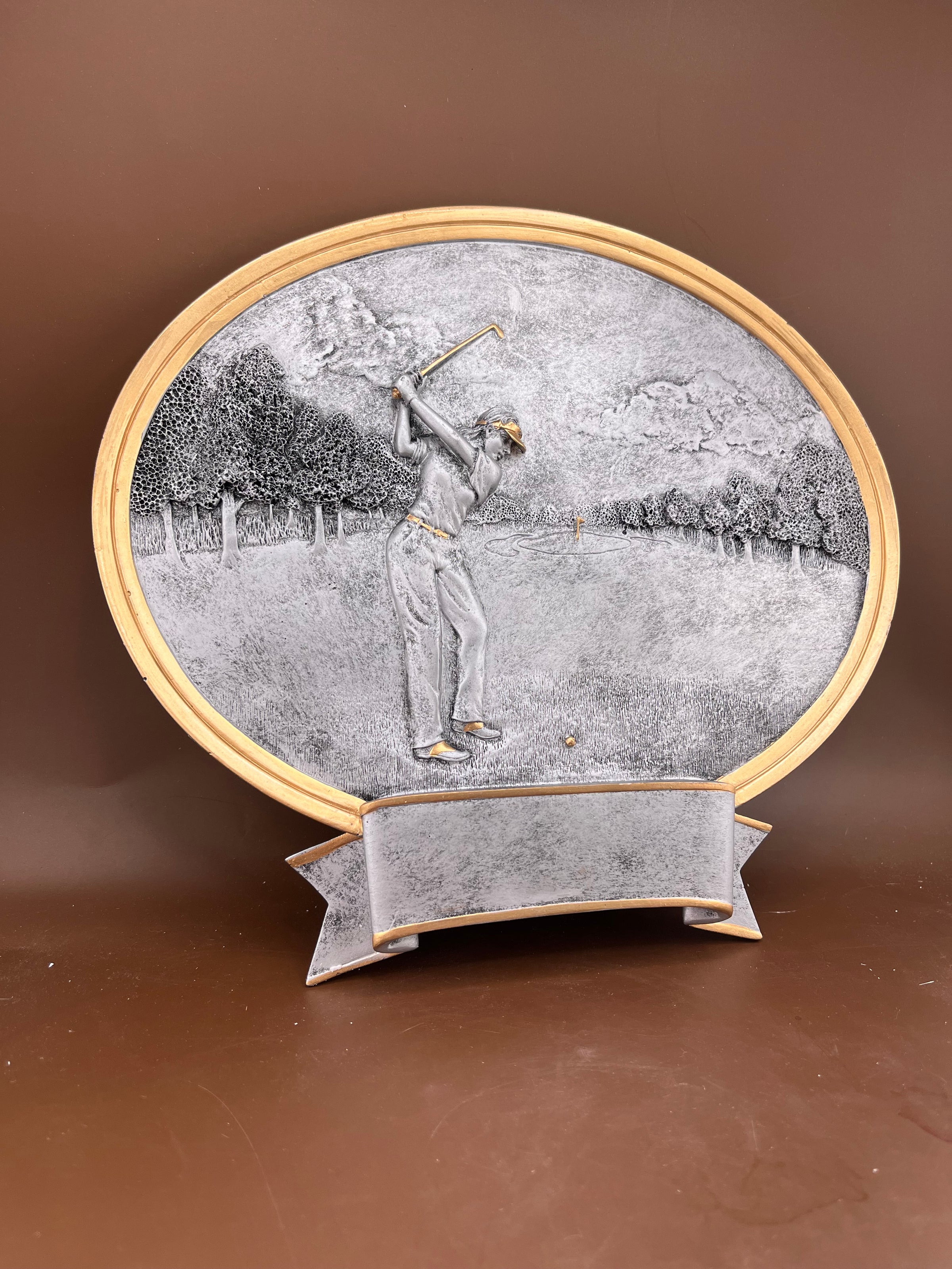 Female Golfer Oval Resin Trophy - view 2