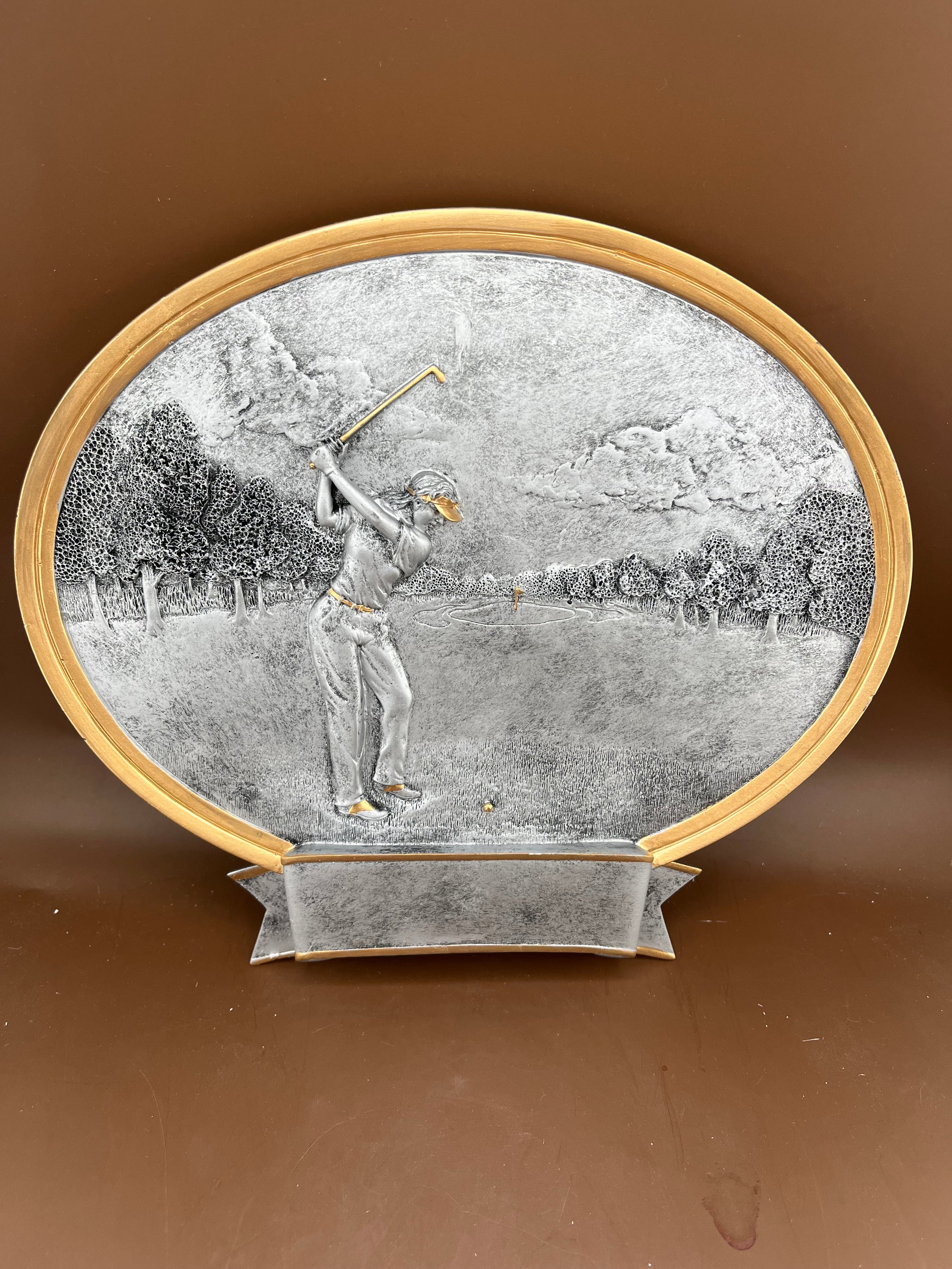 Female Golfer Oval Resin Trophy