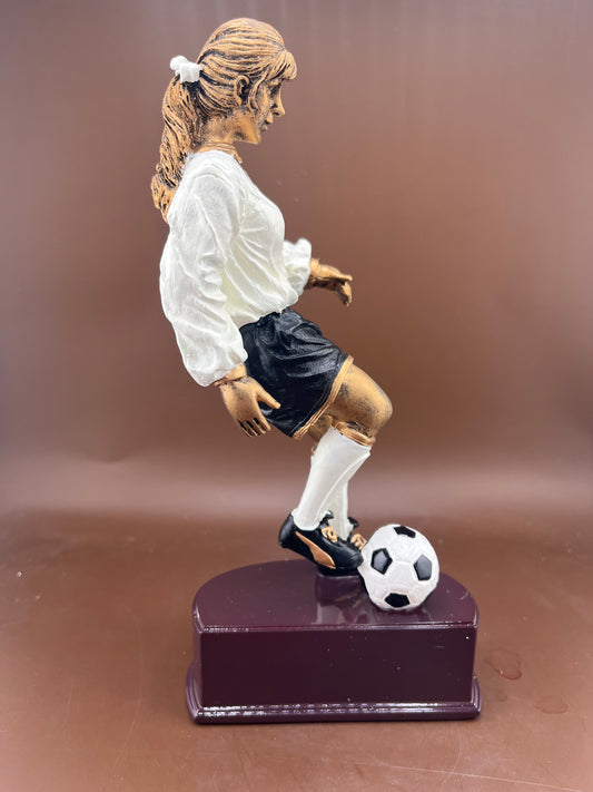 Female Soccer Player 8.25" Color Resin Trophy