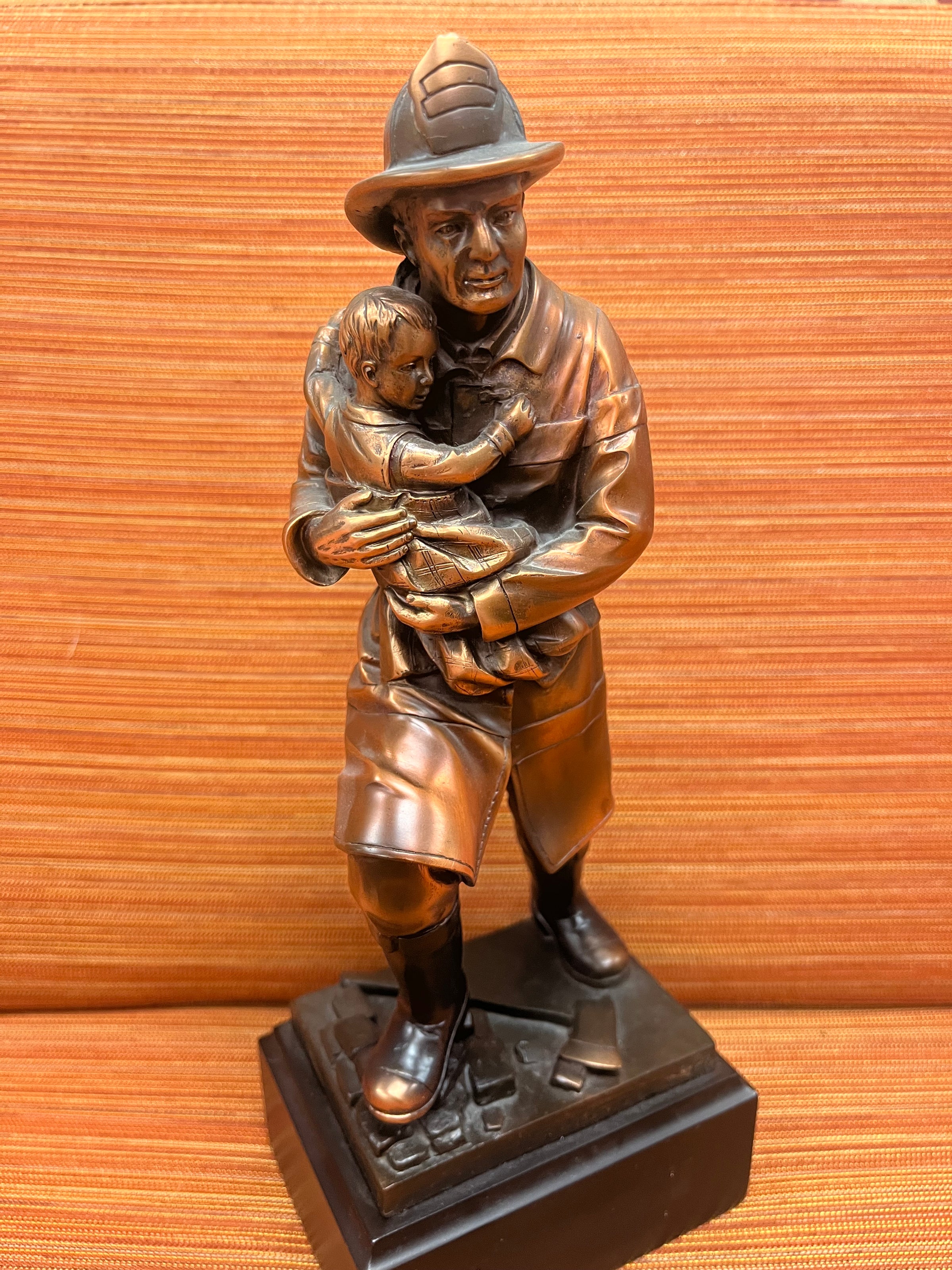 Fireman with Child 11.5" Resin Trophy - view 3