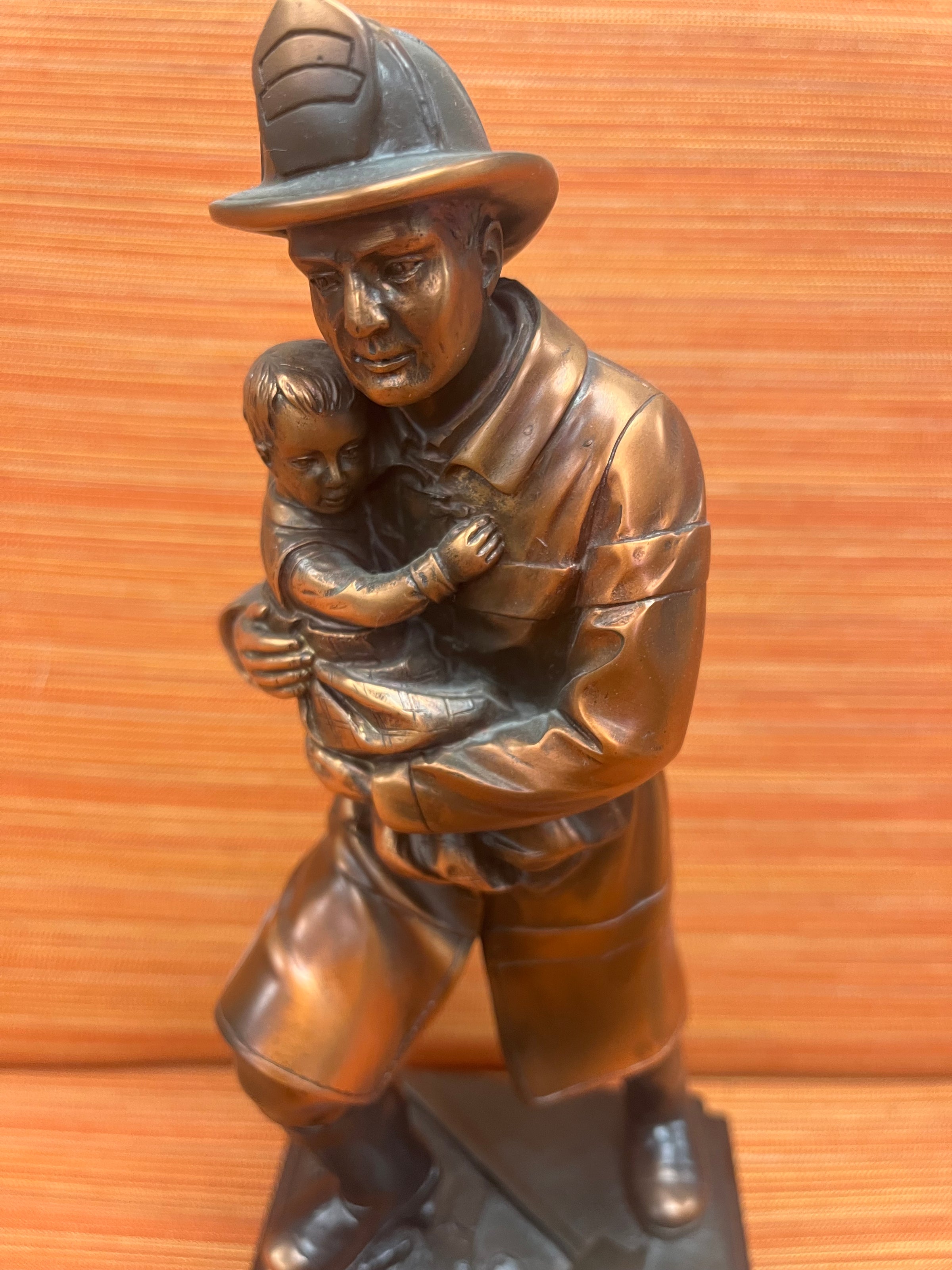 Fireman with Child 11.5" Resin Trophy - view 2