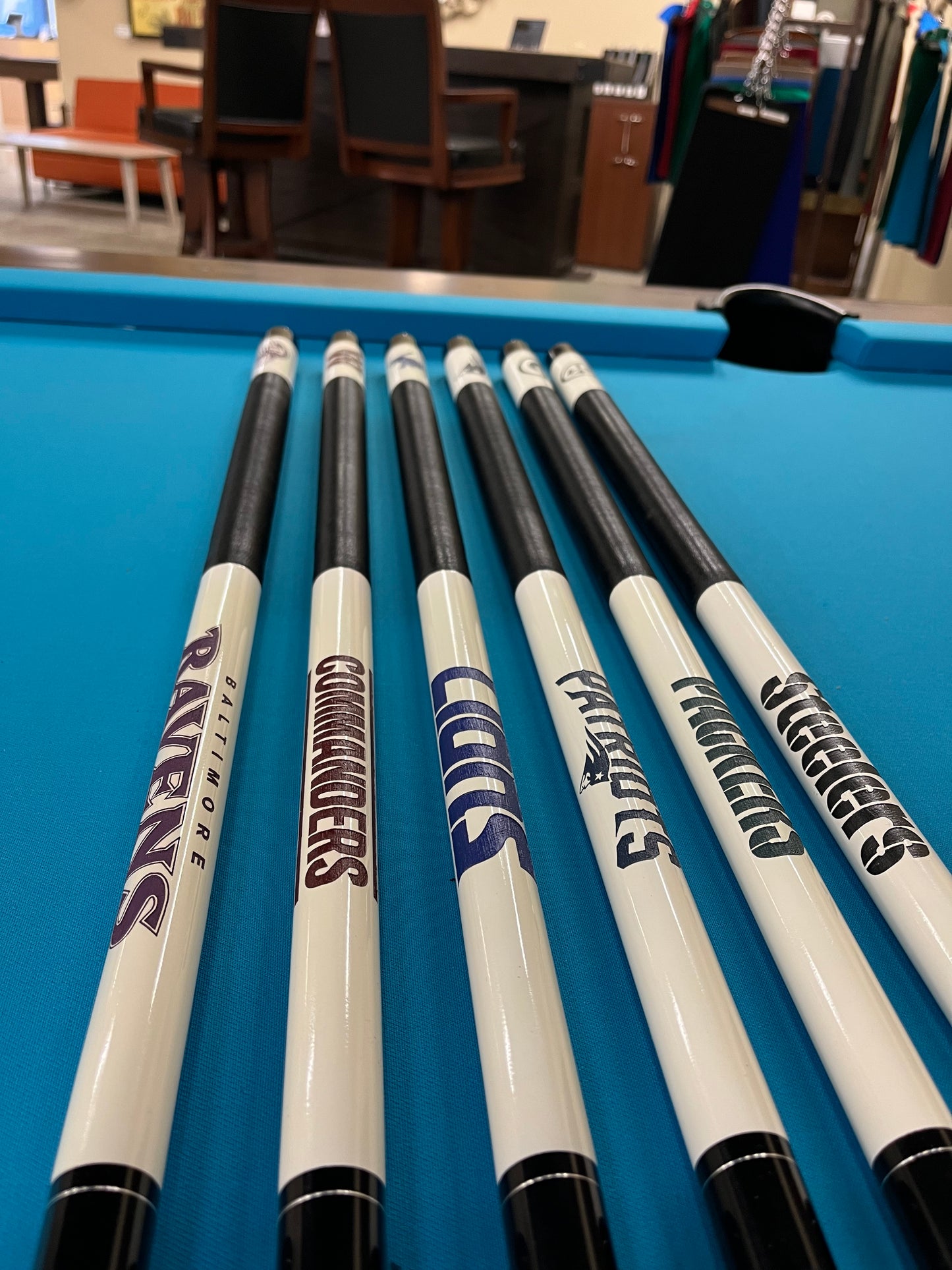 NFL Team Laser Etched Pool Cues