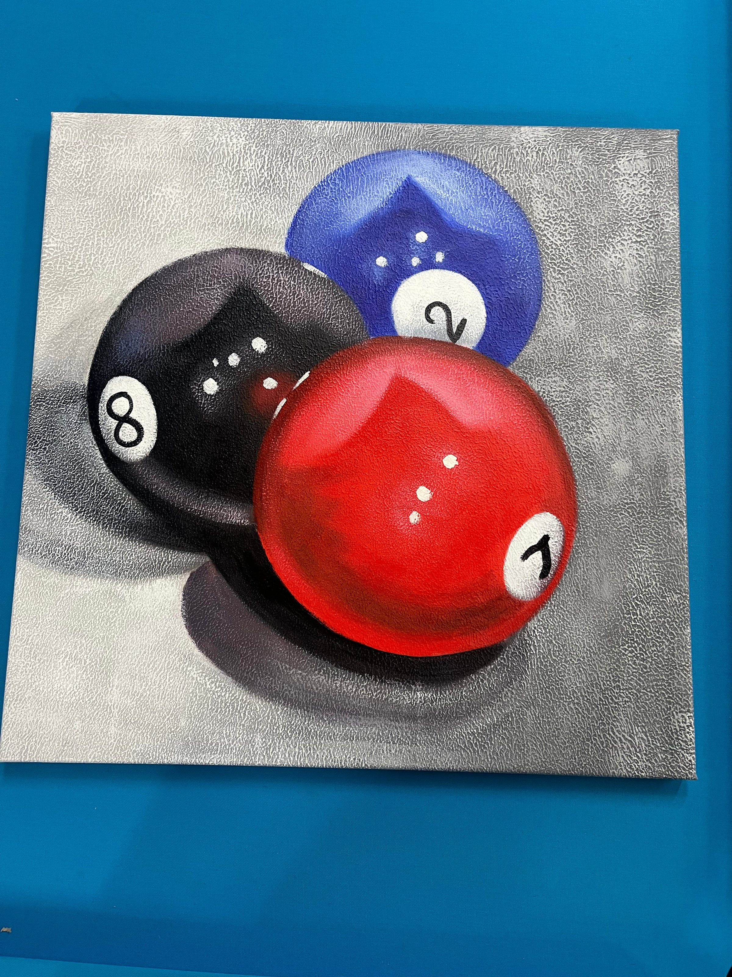 2, 8, and 3 Ball Bundle Oil Canvas Painting