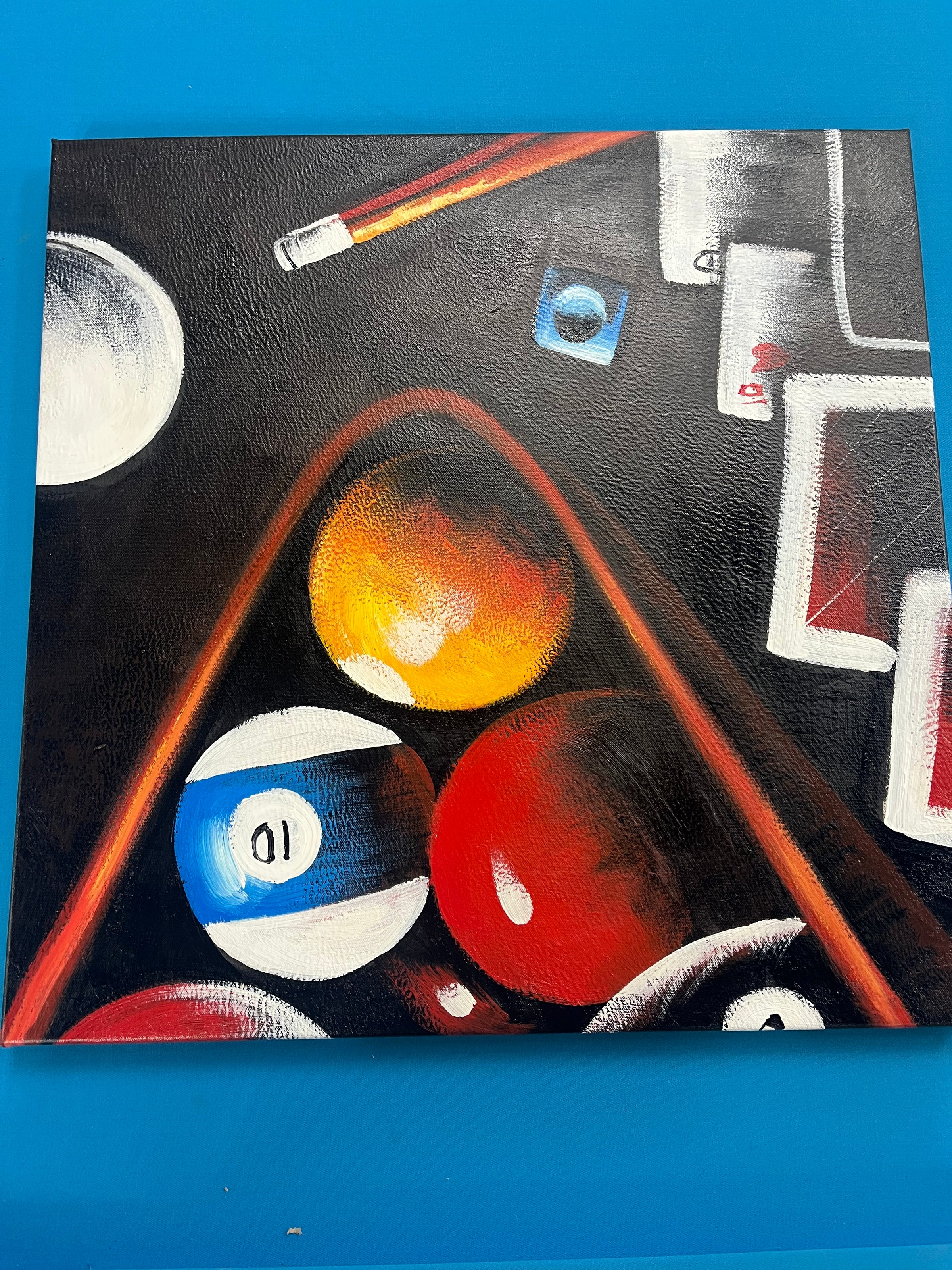 Racked Billiard Balls Oil Painting Canvas