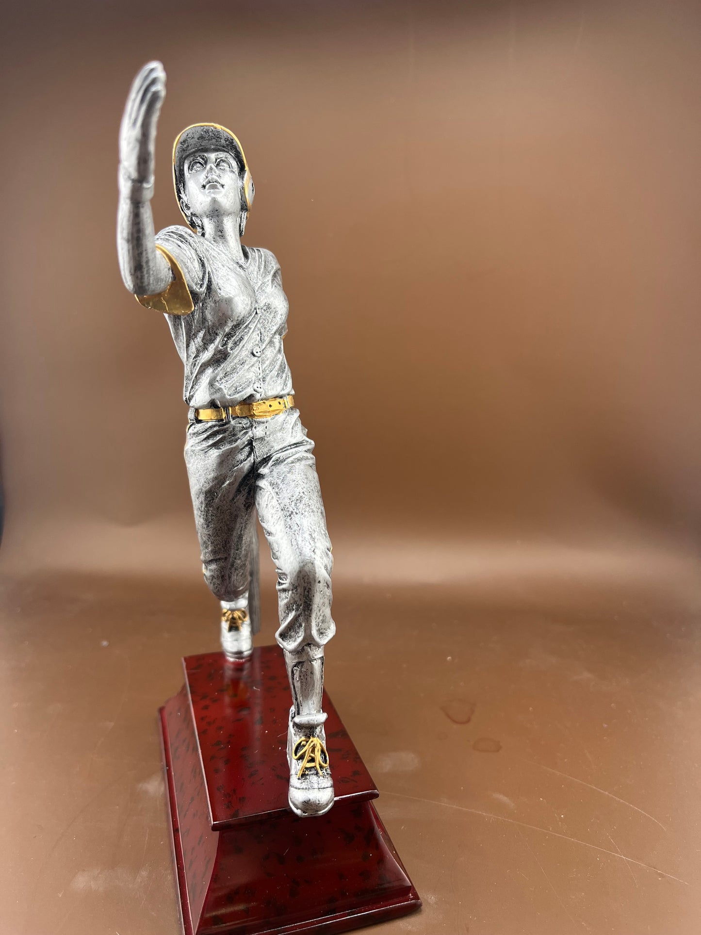 Silver Softball Resin Trophy 8"