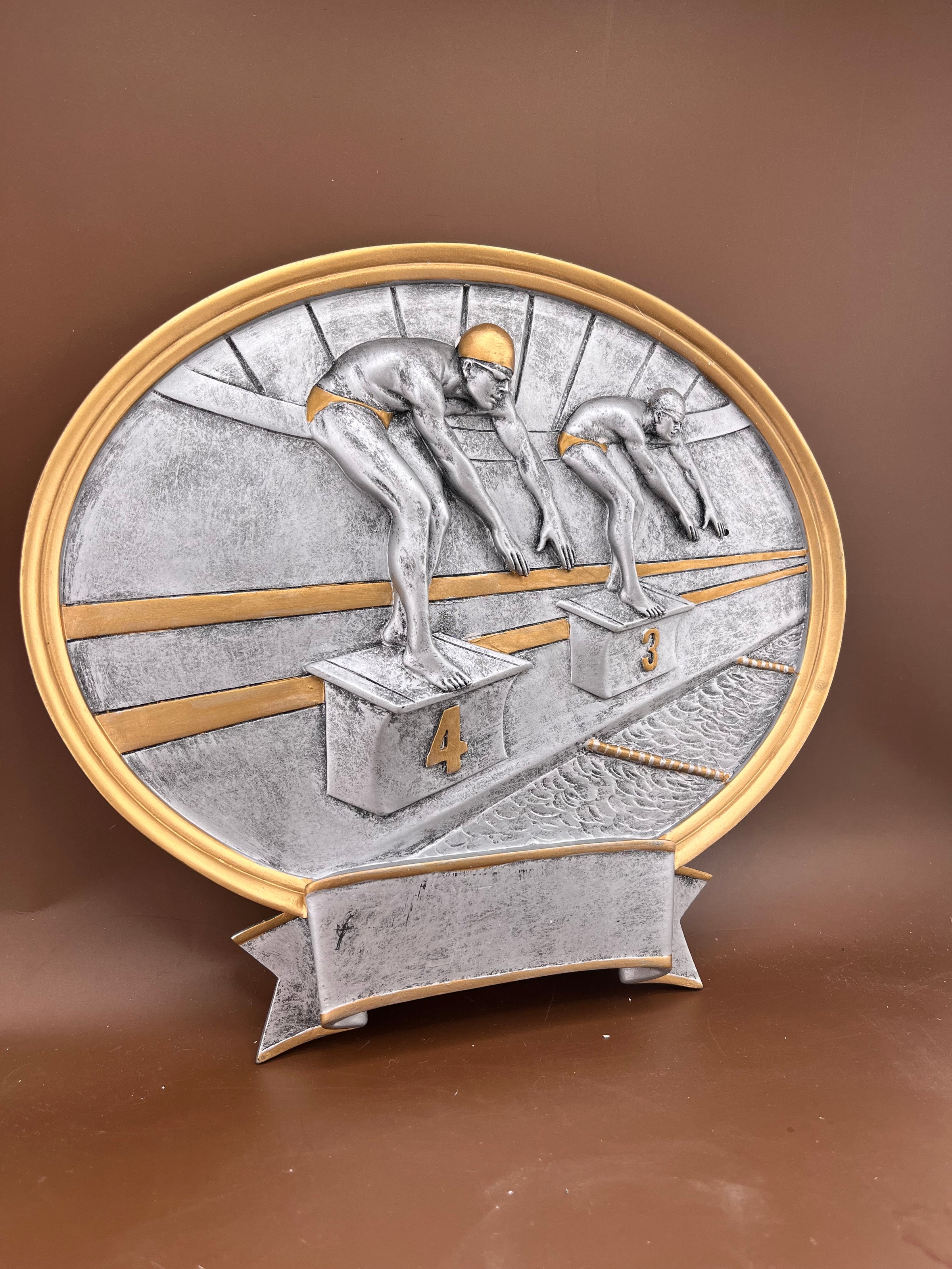Oval Swimming Resin Trophy 6.5" x 6" - view 2