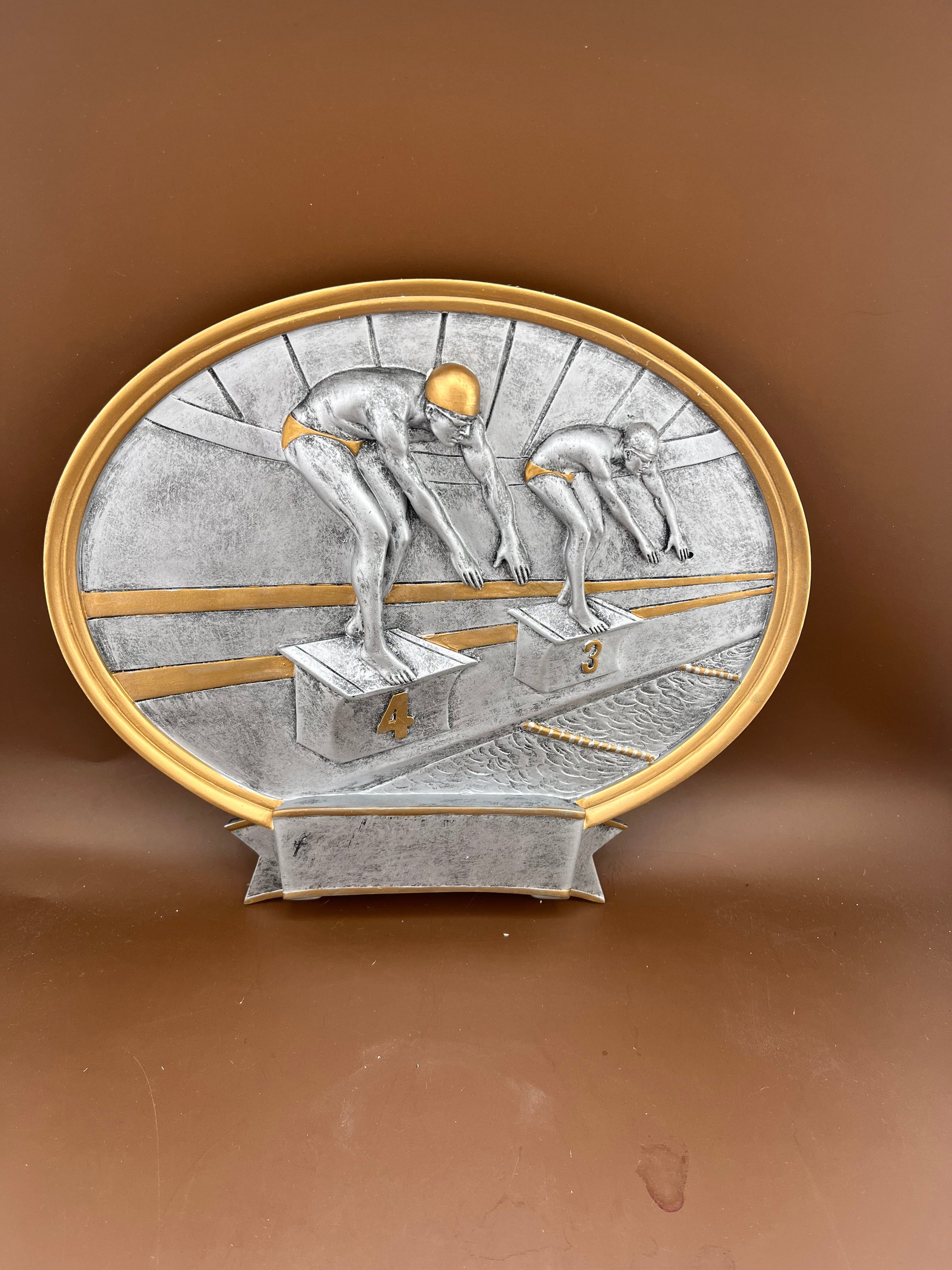 Male Swimmer Oval Resin Trophy - view 3