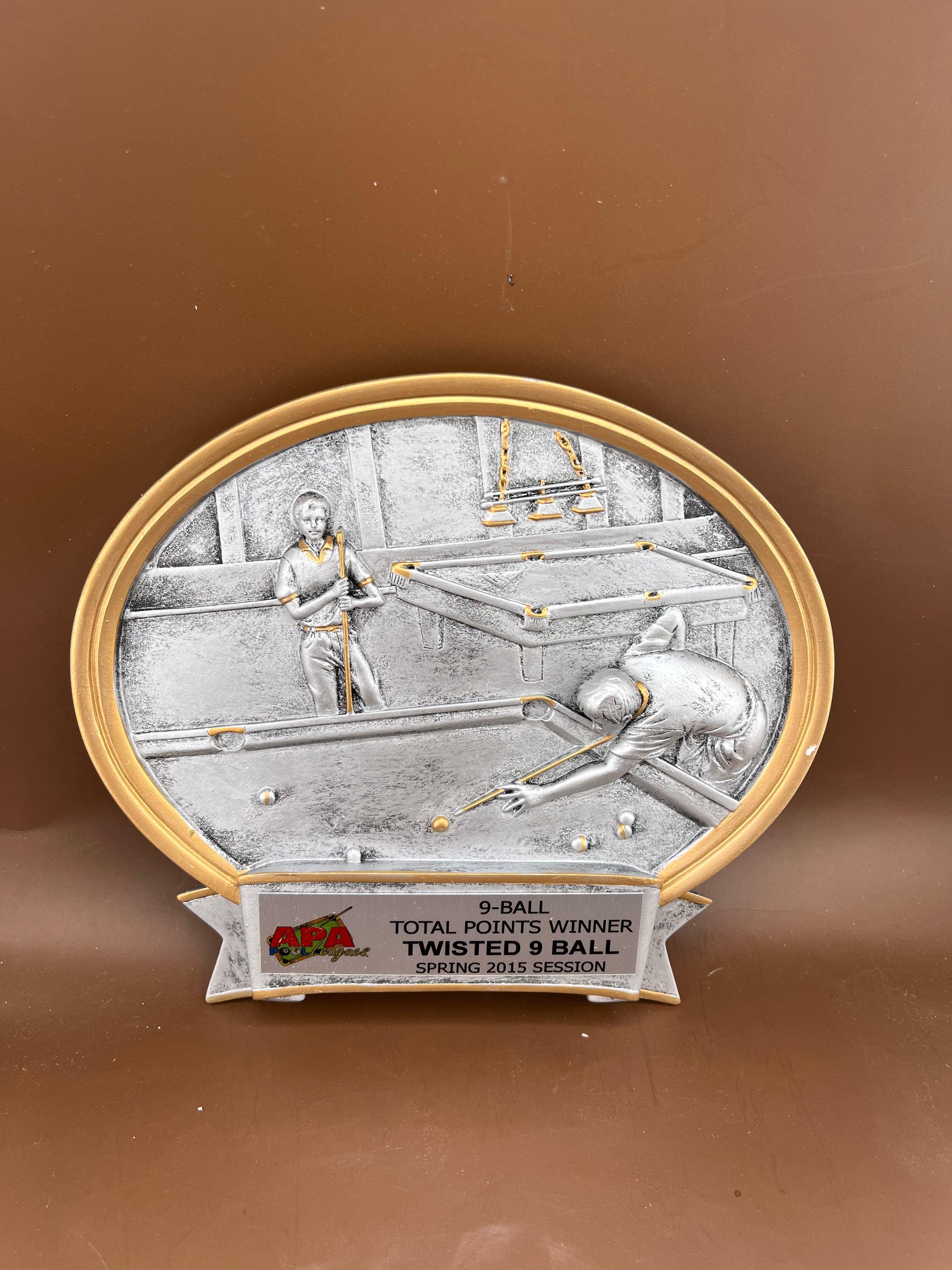 Male Pool Player Oval Resin - view 3