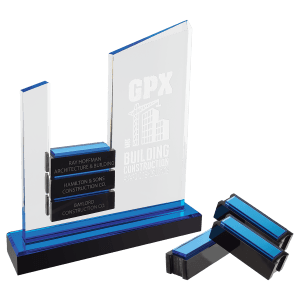 Blue Peak Slant Perpetual Impress Acrylic with 6 Blocks
