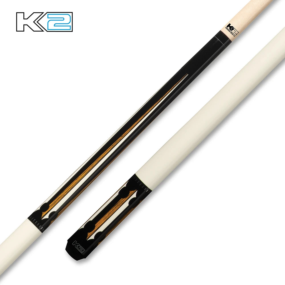 K2 KL130 Gloss Wrapless Cue with Split Floating Bocote & Ivory Point Design