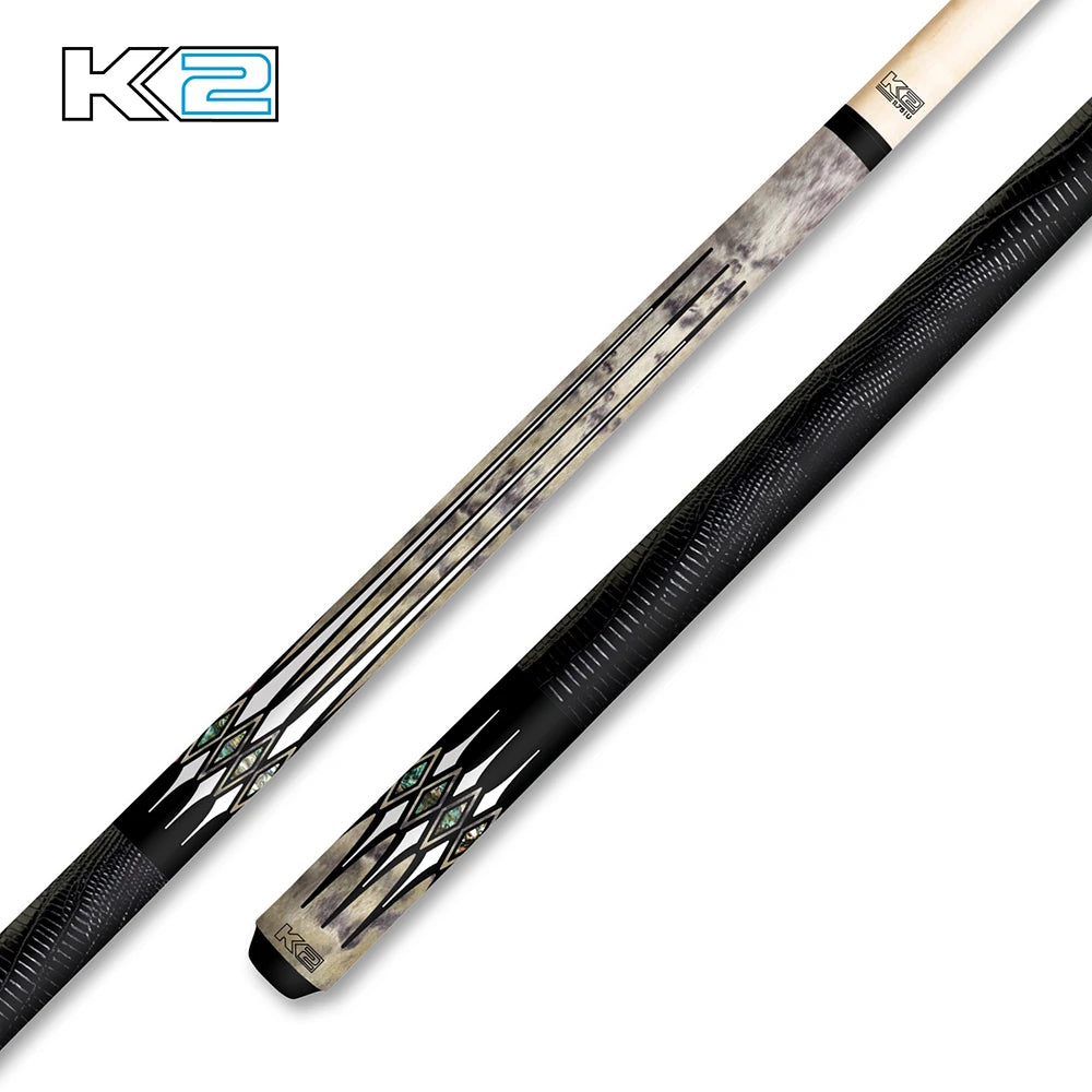 K2 KL192 Cue With Abalone Floating Points & Black Embossed Lizard Wrap