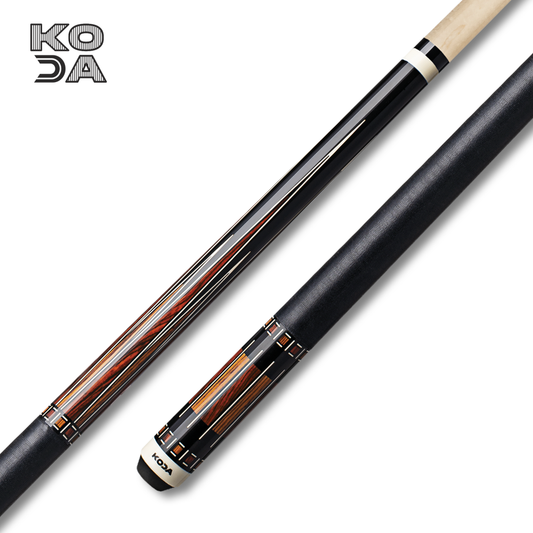 KODA Cue Stick Black with Cocobolo Overlay, Irish Linen Wrap, & Maple Shaft