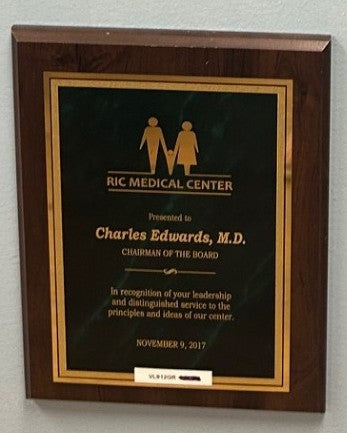 Custom Walnut Plaque with Green Marble Engraving Plate 9x12"