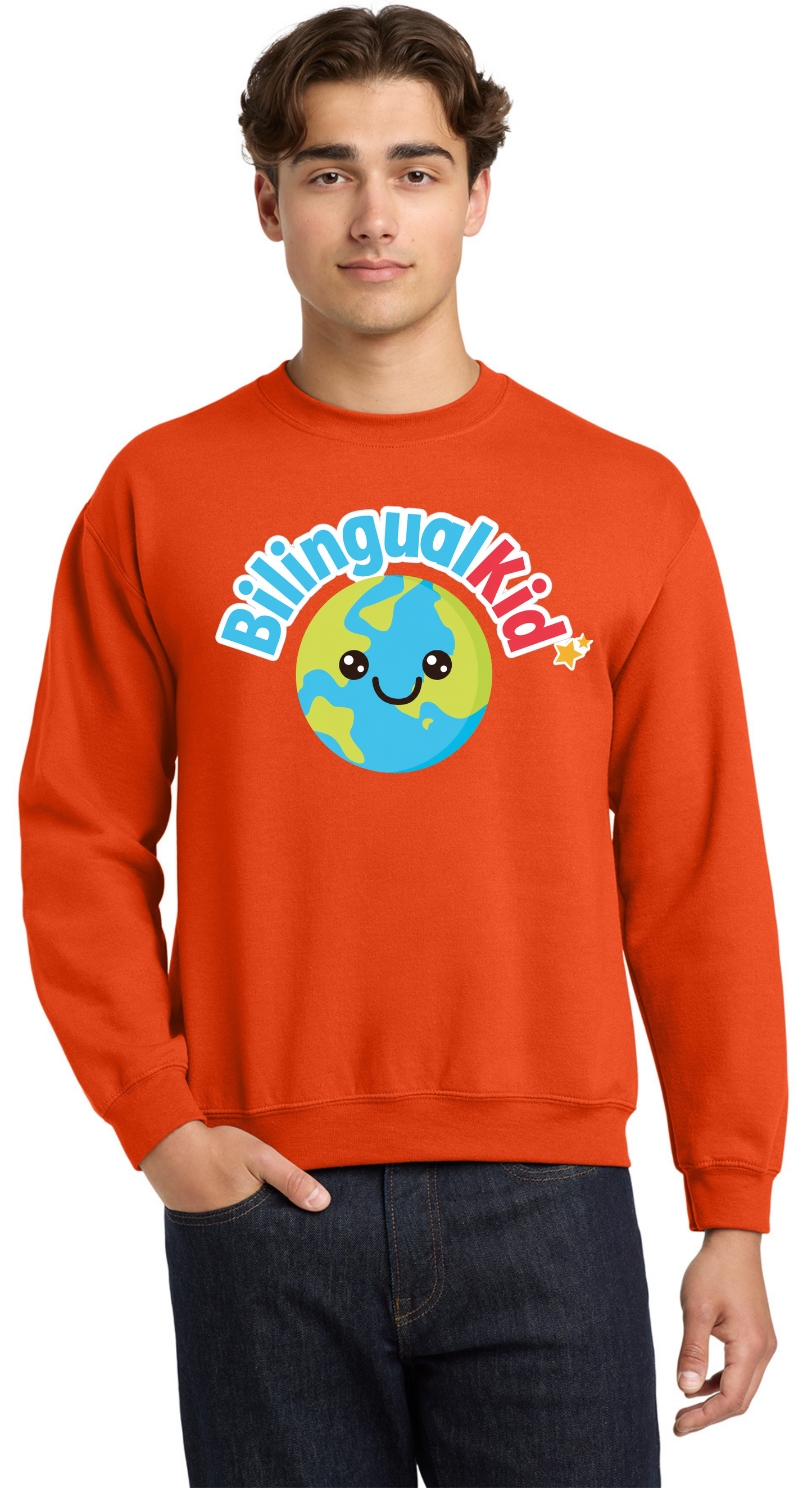 Bilingual Kid Adult Orange Sweatshirt