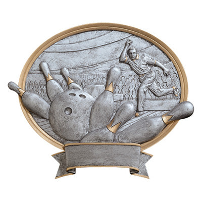 Male Bowler Oval Resin Trophy 8.5" x 8"