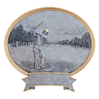 Male Golfer Oval Resin Trophy