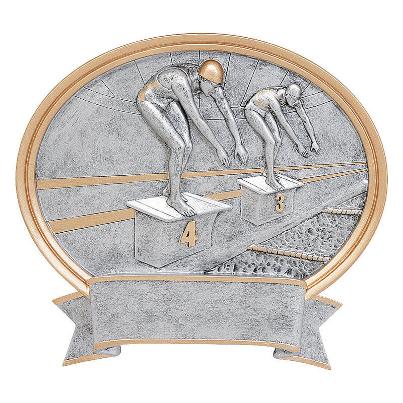 Oval Swimming Resin Trophy 6.5" x 6" - view 3