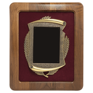 American Walnut Frame w/Maroon Velour Back/Bronze Finish Frame/Black Brass Plate